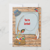Rustic Fishing Birthday Party Invitations Kaart (Achterkant)