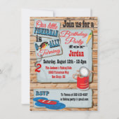 Rustic Fishing Birthday Party Invitations Kaart (Voorkant)