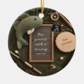 Rustic Fishing-Themed Pregnancy Announcement  Keramisch Ornament (Voorkant)