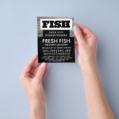Rustic Fishmonger/Wife, vismarkt Adverteren Flyer (Hand)