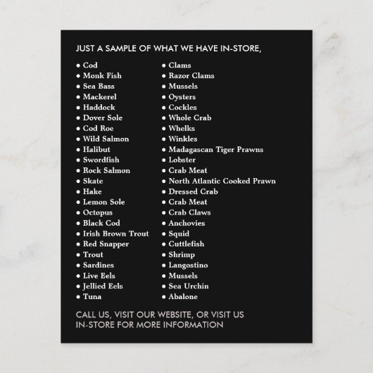 Rustic Fishmonger/Wife, vismarkt Adverteren Flyer (Achterkant)