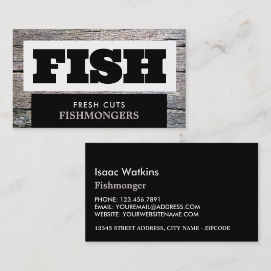 Rustic Fishmonger/Wife, vismarkt Visitekaartje (Voorkant / Achterkant)