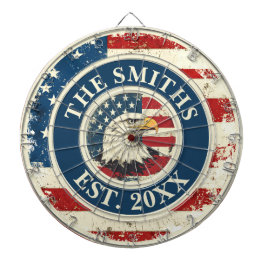 Rustic Flag Eagle Custom Familienaam 4 Juli Dartbord