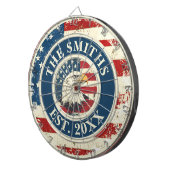 Rustic Flag Eagle Custom Familienaam 4 Juli Dartbord (Voorkant Rechts)