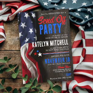 Rustic Flag Militaire Soldier Going Away Party Kaart
