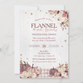 Rustic Flannel en Vrienden Thanksgiving Feest Kaart (Voorkant)