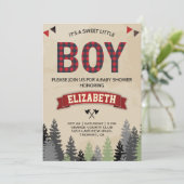 Rustic Flannel Lumberjack Boy Baby shower Kaart (Staand voorkant)