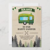 Rustic Flannel One Happy Camper 1e Verjaardagsfees Kaart (Voorkant)