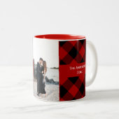 Rustic Flannel Pset-kerstfoto Tweekleurige Koffiemok (Voorkant rechts)