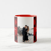 Rustic Flannel Pset-kerstfoto Tweekleurige Koffiemok (Center)