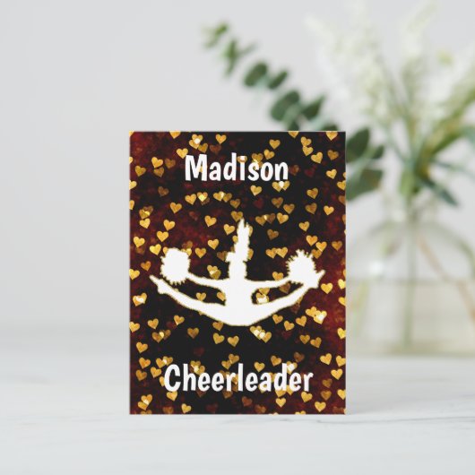 Rustic Floating Hearts Cheerleader Briefkaart (Staand voorkant)
