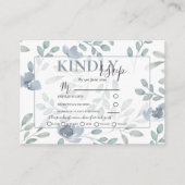 Rustic Flora Dusty Blue en Sage RSVP Wedding Informatiekaartje (Voorkant)