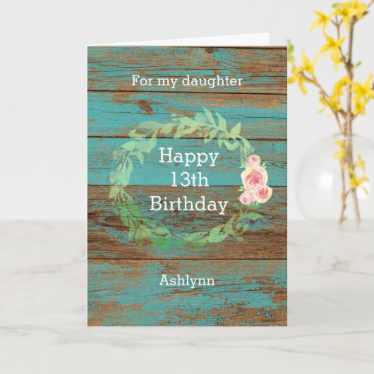 Rustic Floral 13th Birthday Kaart (Gele Bloem)