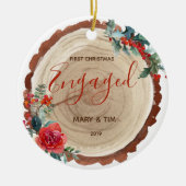 Rustic Floral 1 kerst geëngageerde ornament Gift (Voorkant)