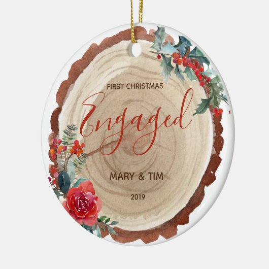 Rustic Floral 1 kerst geëngageerde ornament Gift (Links)