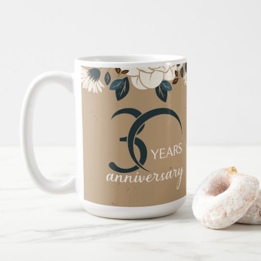 Rustic Floral 30th Wedding Jubileum Koffiemok (Met donut)