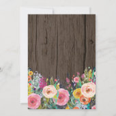 Rustic Floral 40th Birthday Invitation Kaart (Achterkant)