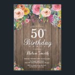 Rustic Floral 50th Birthday Invitation for Women Kaart<br><div class="desc">Rustic Floral 50th Birthday Invitation for Women. Waterverf Floral Flower, Rustic Wood Background. Retro. Volwassen verjaardag. Vrouwelijke dame Teenage Bday Bash nodigt uit. 13e 15e 16e 18e 21e 30e 40e 50e 60e 70e 80e 90e 100e. Elke leeftijd. Voor verdere aanpassing, te klikken gelieve de knoop "van de Aanpassing het"en ons...</div>