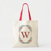 Rustic Floral 50th Birthday Party Favor Monogram Tote Bag (Voorkant)