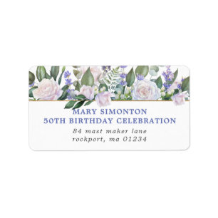 Rustic Floral 50th Birthday Party Return Address Etiket