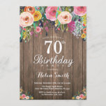 Rustic Floral 70th Birthday Invitation for Women Kaart<br><div class="desc">Rustic Floral 70th Birthday Invitation for Women. Waterverf Floral Flower, Rustic Wood Background. Retro. Volwassen verjaardag. Vrouwelijke dame Teenage Bday Bash nodigt uit. 13e 15e 16e 18e 21e 30e 40e 50e 60e 70e 80e 90e 100e. Elke leeftijd. Voor verdere aanpassing, te klikken gelieve de knoop "van de Aanpassing het"en ons...</div>