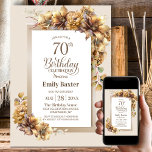 Rustic Floral 70th Birthday Party Kaart<br><div class="desc">Nodig uw vrienden en geliefden uit met dit rustieke bloemenfeest voor de 70e verjaardag, dat een aanpasbaar tekstgebied bevat waarmee u moeiteloos alle benodigde details voor uw speciale verjaardagsviering kunt opnemen, inclusief de datum, tijd, locatie en RSVP-informatie. Er zijn verschillende papiersoorten en hoekstijlen beschikbaar voor uw unieke uitnodigingen, samen met...</div>
