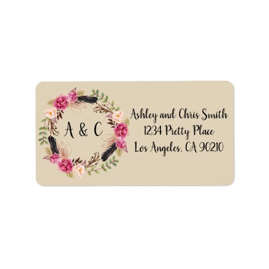 Rustic Floral Adres Label Boho Adresetiketten (Voorkant)
