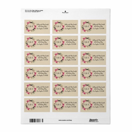 Rustic Floral Adres Label Boho Adresetiketten (Full Sheet)