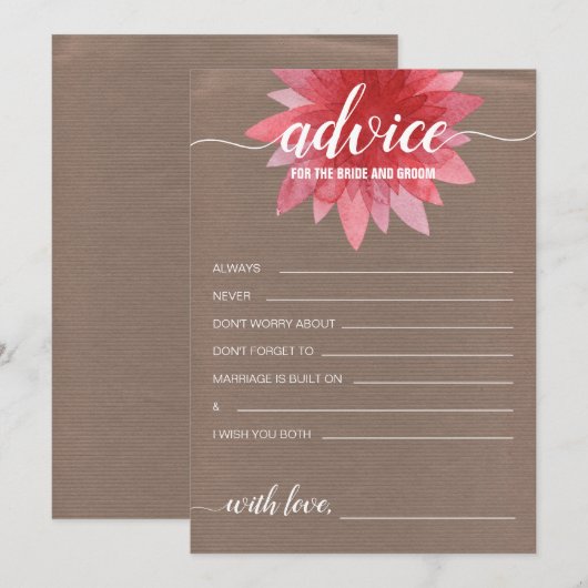 Rustic Floral Advice voor het Vrijgezellenfeest va Advieskaart (Voorkant / Achterkant)