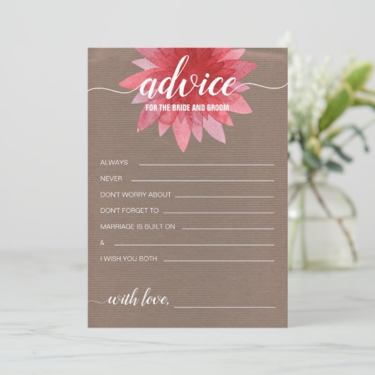 Rustic Floral Advice voor het Vrijgezellenfeest va Advieskaart (Staand voorkant)