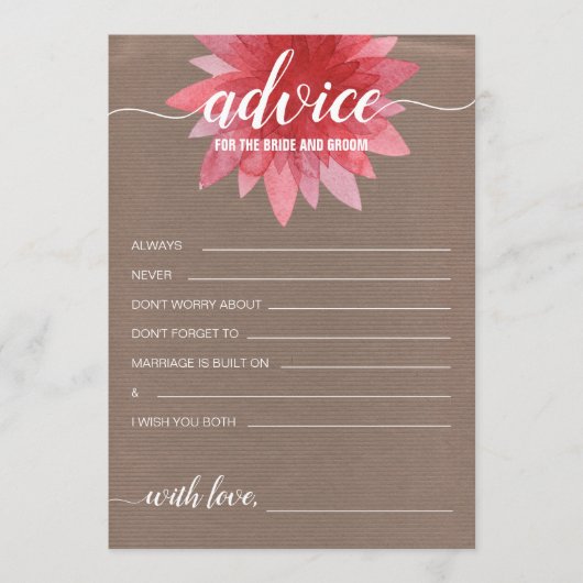 Rustic Floral Advice voor het Vrijgezellenfeest va Advieskaart (Voorkant)