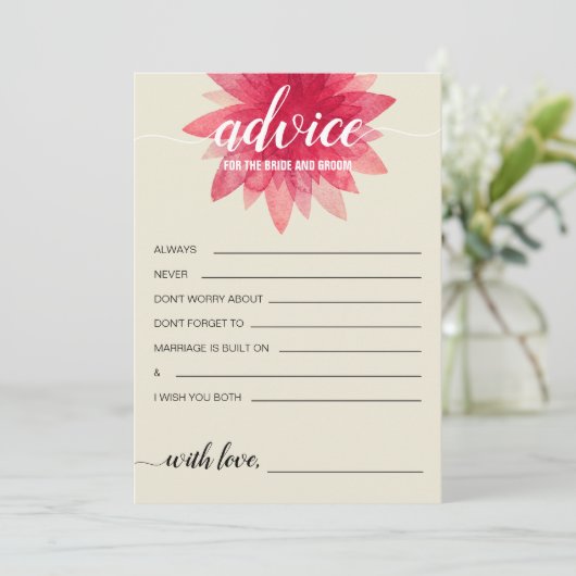 Rustic Floral Advice voor het Vrijgezellenfeest va Advieskaart (Staand voorkant)