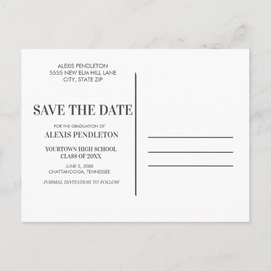 Rustic Floral Afstuderen Save Date Notice Uitnodiging Briefkaart (Achterkant)