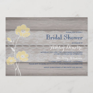Rustic Floral and Lace Bridal Shower Invitation Kaart