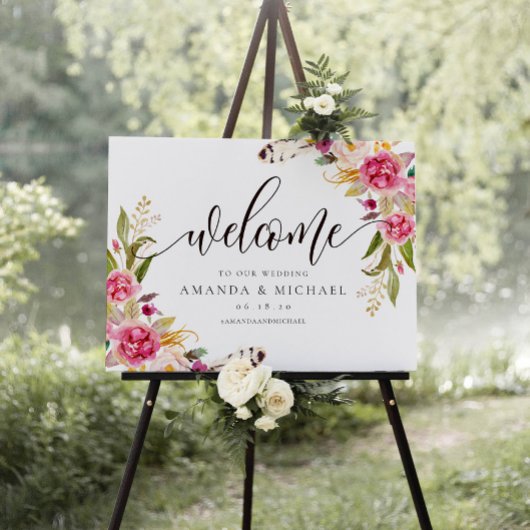 Rustic Floral and vether Welcome Wedding Sign Poster