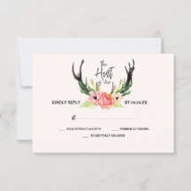 Rustic Floral Antler Hunt is over bruiloft RSVP