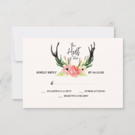 Rustic Floral Antler Hunt is over bruiloft RSVP