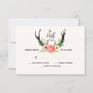 Rustic Floral Antler Hunt is over bruiloft RSVP