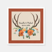 Rustic Floral Antlers BOHO Wedding Servet (Voorkant)