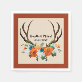 Rustic Floral Antlers BOHO Wedding Servet