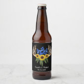 Rustic Floral Antlers bruiloft Favor Bier Etiket (Voorkant)