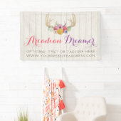 Rustic Floral Antlers Gedekte Waterverf op hout Spandoek (Insitu)