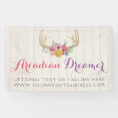 Rustic Floral Antlers Gedekte Waterverf op hout Spandoek (Horizontaal)