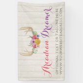 Rustic Floral Antlers Gedekte Waterverf op hout Spandoek (Verticaal)