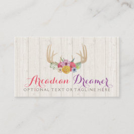 Rustic Floral Antlers Gedekte Waterverf op hout Visitekaartje