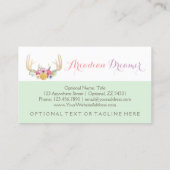 Rustic Floral Antlers gekleurd in Waterverf stijl Visitekaartje (Achterkant)