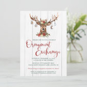 Rustic Floral Antlers kerst-decoratie Feestdagenkaart (Staand voorkant)