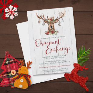 Rustic Floral Antlers kerst-decoratie Feestdagenkaart