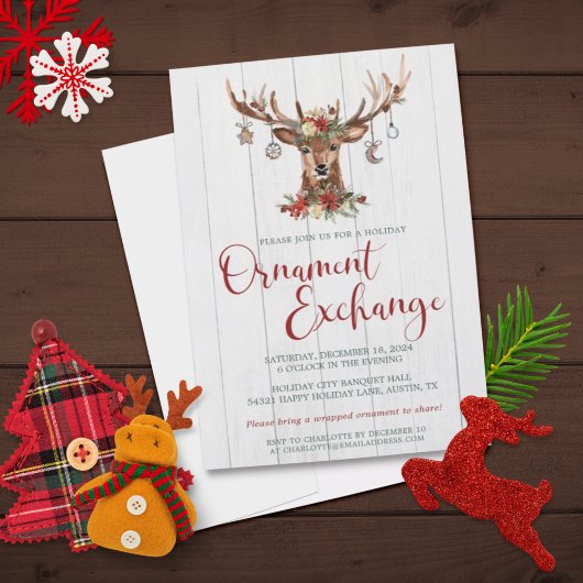 Rustic Floral Antlers kerst-decoratie Feestdagenkaart