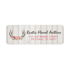 Rustic Floral Antlers Rozen & het Adres van de Ter Etiket
